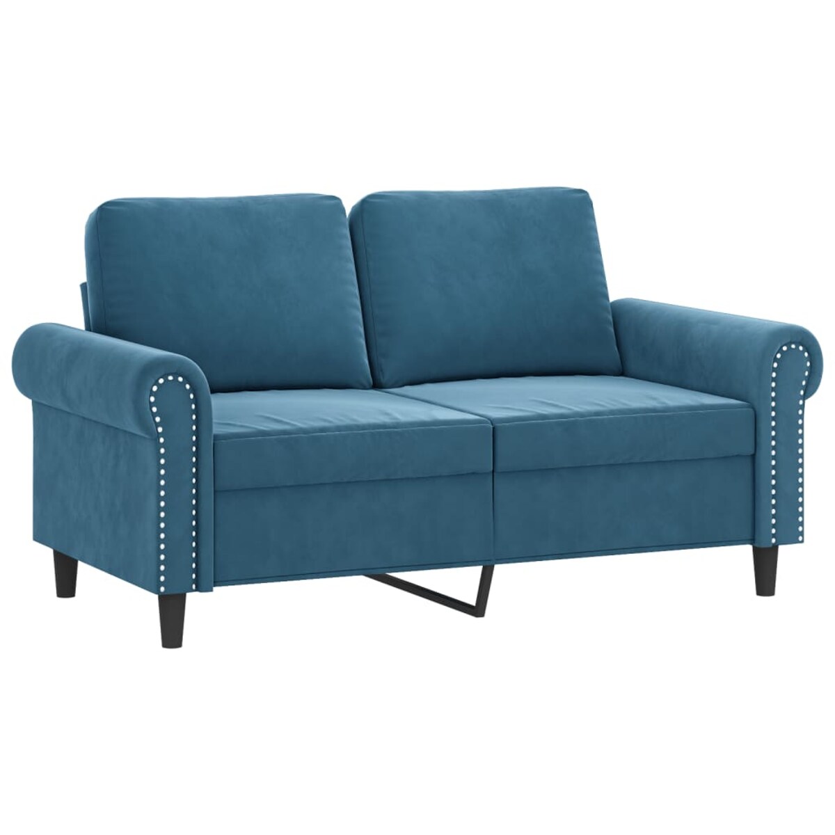 vidaXL 2-osobowa sofa z poduszkami, niebieska, 120 cm, aksamit
