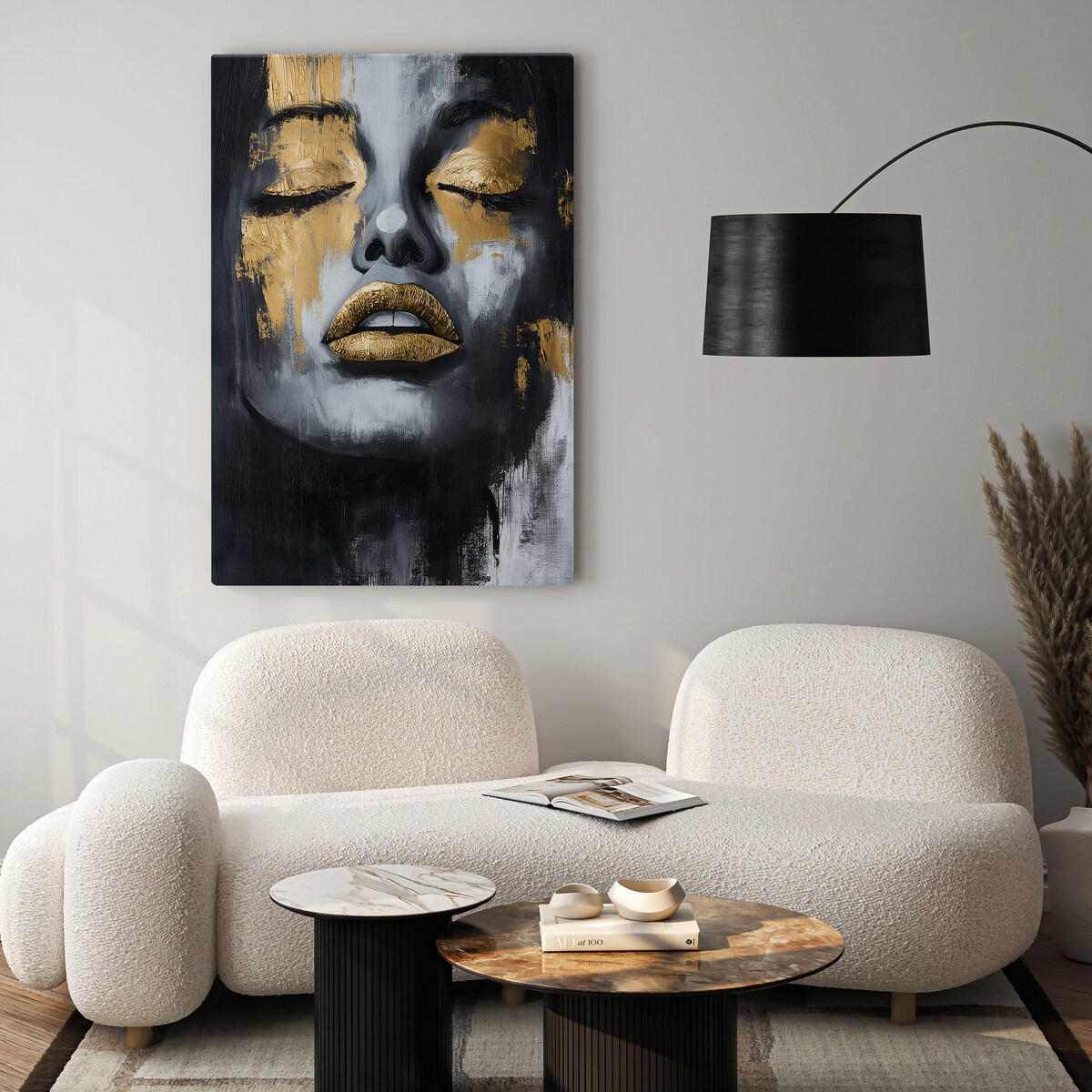 OBRAZ NA PŁÓTNIE DO SYPIALNI ABSTRAKCJA STYL GLAMOUR KOBIECY PORTRET 80x120cm