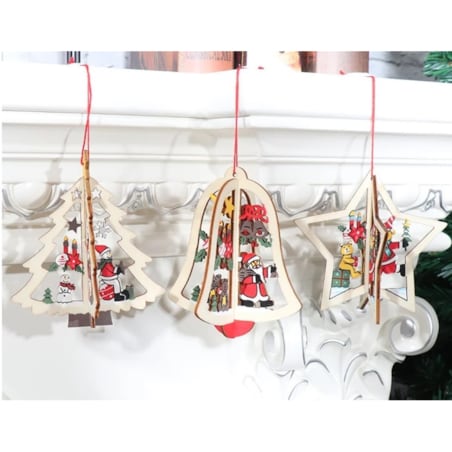 Bombki Na Choinkę Drewniane Ozdoba Do Stroika 1Szt