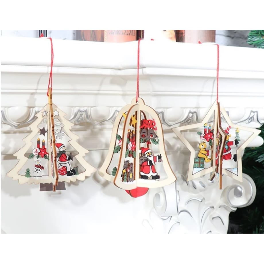 Bombki Na Choinkę Drewniane Ozdoba Do Stroika 1Szt