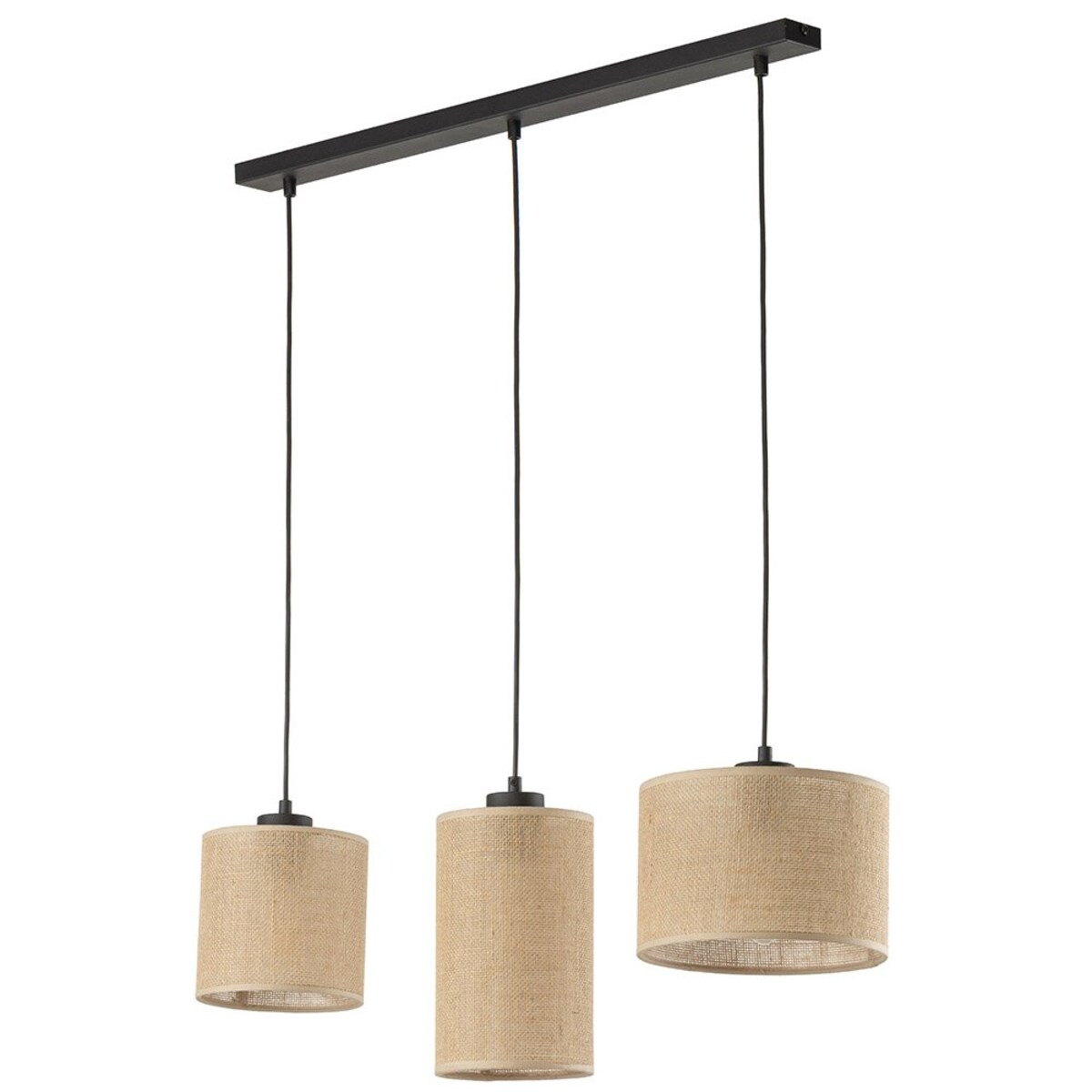 Lampa wisząca JUTA 4954 TK Lighting 3xE27 czarna z jutą regulowana vintage do salonu i jadalni