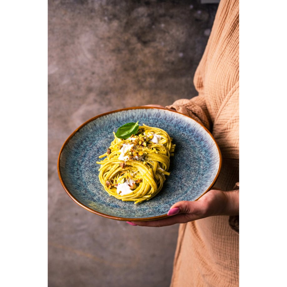 Serwis obiadowy Aokari niebiesko-biały na 12 osób 36 szt. Nowoczesny Do zmywarki Komplet talerzy