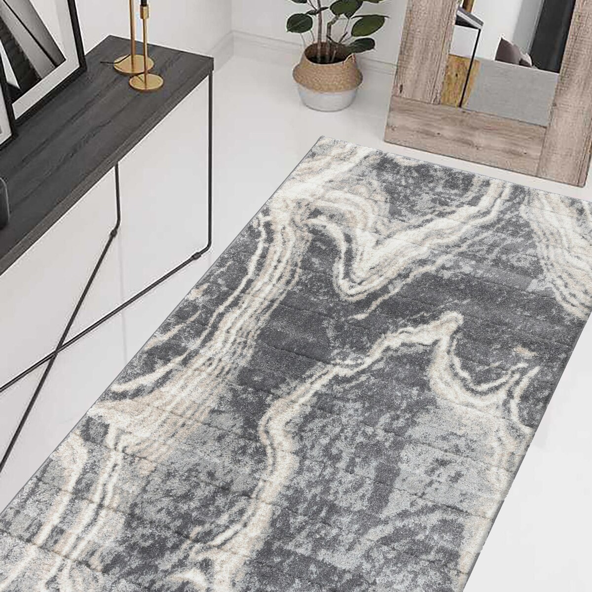 Dywan nowoczesny Mono 80x150 cm Marmur antracytowy