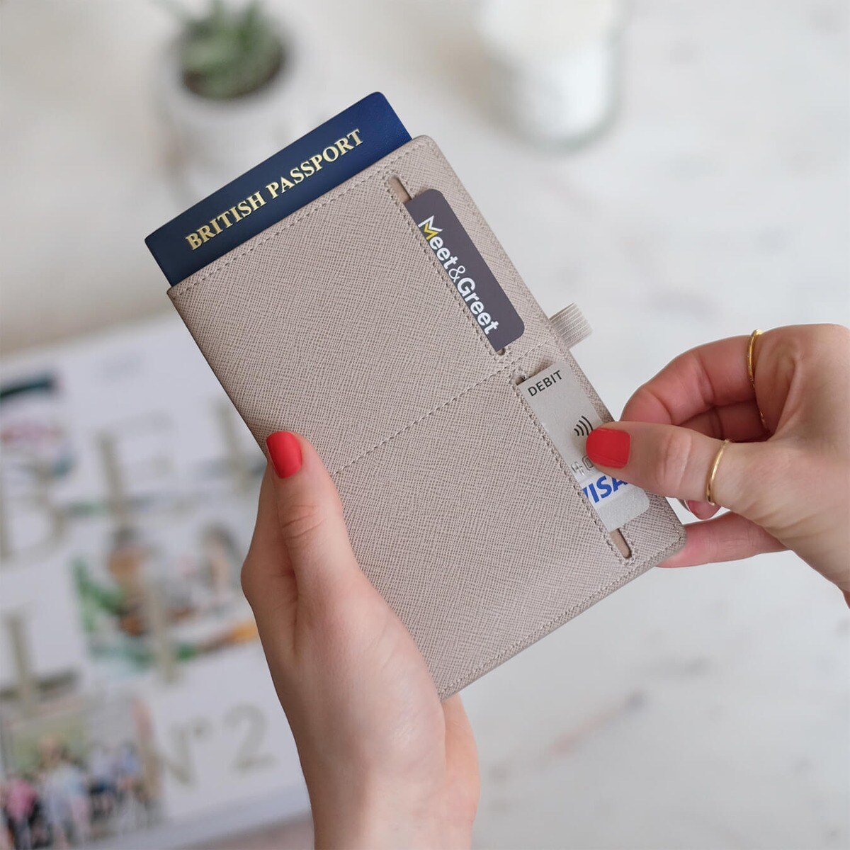 Etui na paszport i karty Stackers taupe