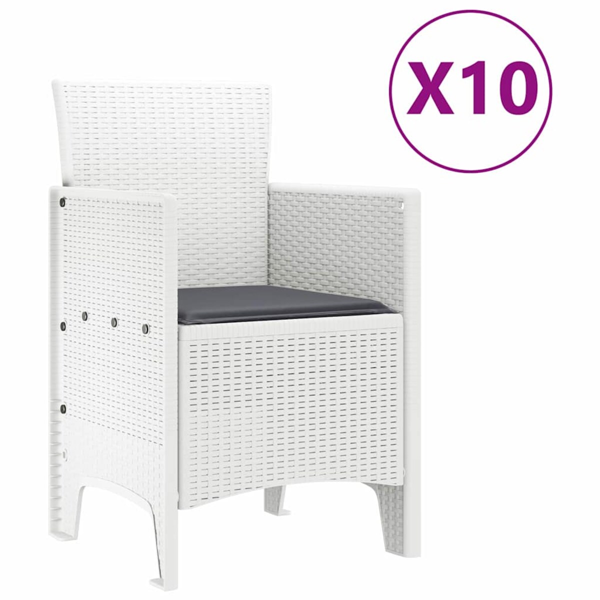 vidaXL Zestaw do jadalni w ogrodzie z poduszką 11 pcs Biały