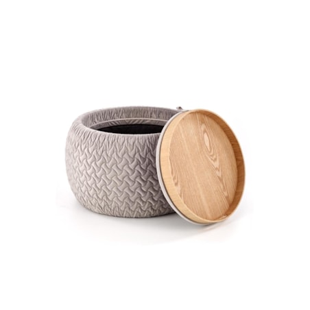 PUFA Z TACĄ Nobo szara ZE SCHOWKIEM tapicerowana