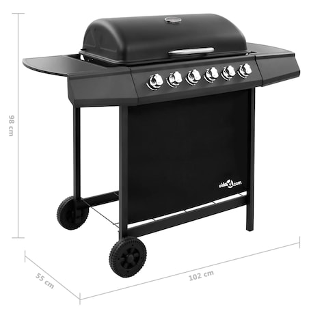 vidaXL Grill gazowy z 6 palnikami, czarny