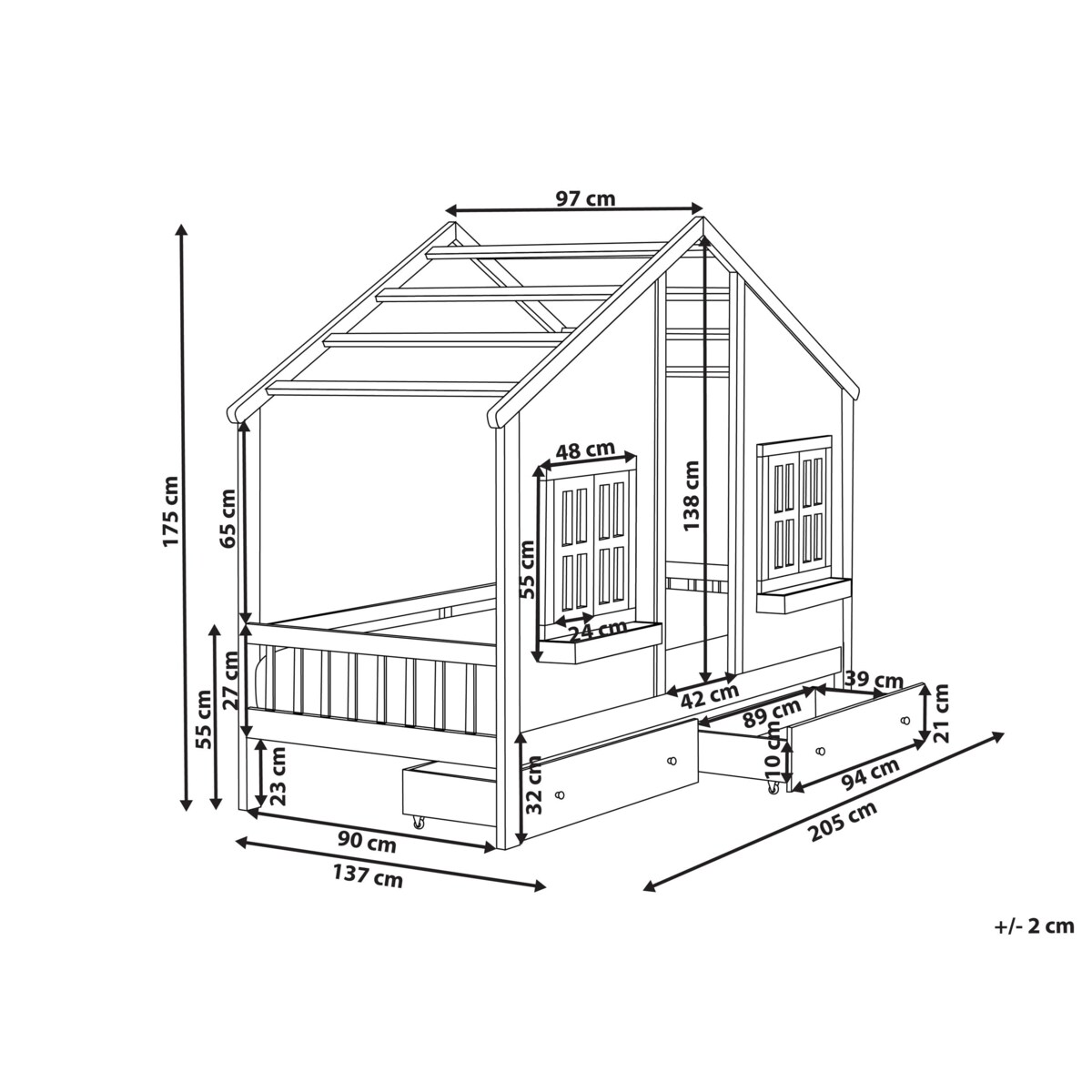 Łóżko dziecięce z szufladami Drewno sosnowe TRAPPES 90 x 200 cm Biały
