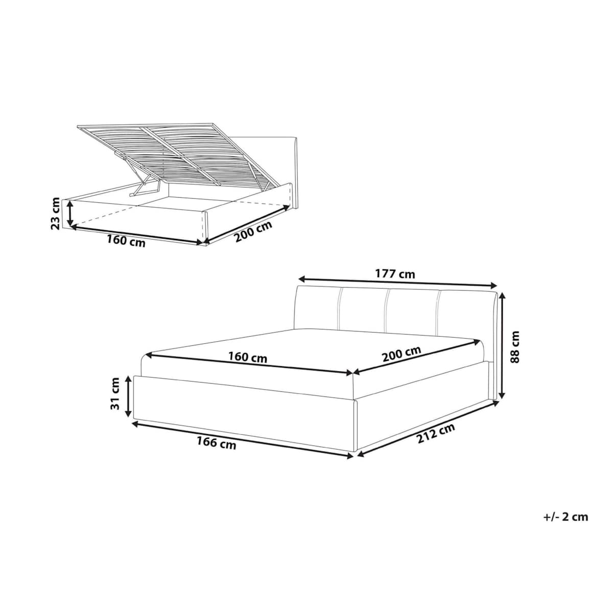 Łóżko z pojemnikiem ORBEY 160 x 200 cm Szary