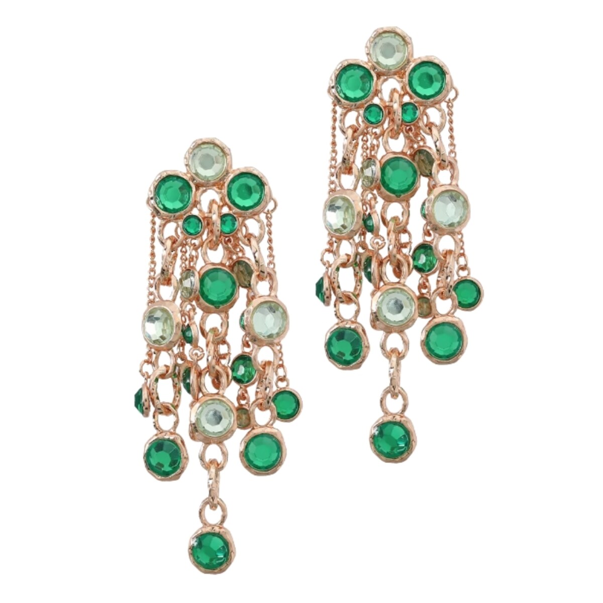 Zielone długie kolczyki złote nitki kółka okazałe ELEGANCKIE wizytowe