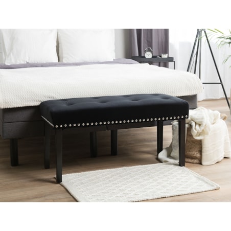Ławka do sypialni welurowa czarna YORKTON
