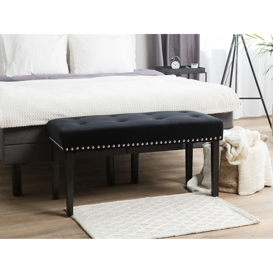 Ławka do sypialni welurowa czarna YORKTON