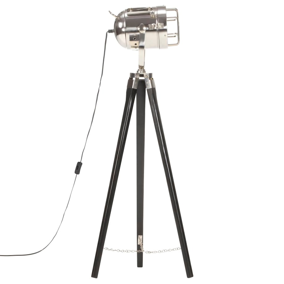 vidaXL Lampa podłogowa na trójnogu, czarna, lite drewno mango, 97 cm