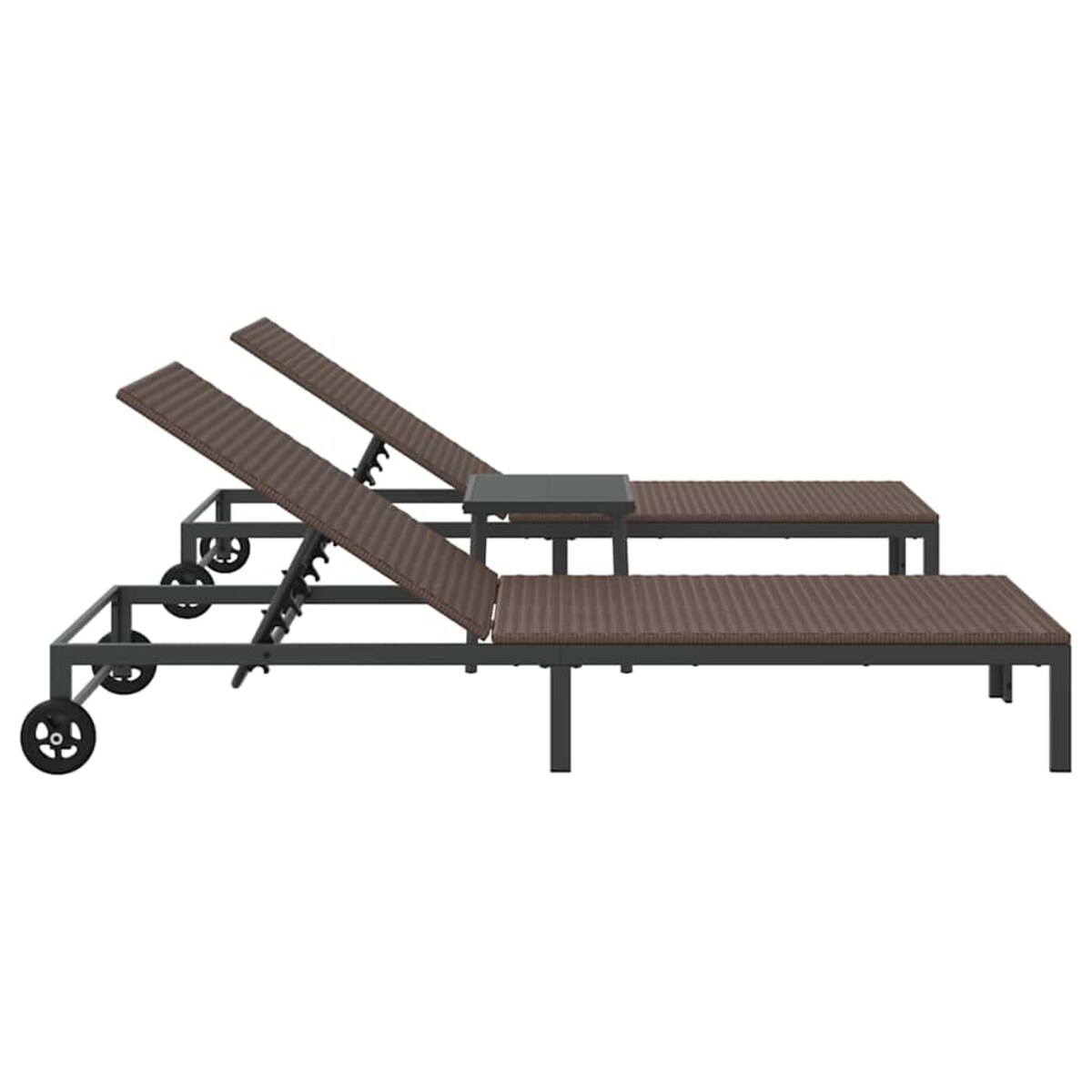 vidaXL Leżak z poduszką 3 pcs Brązowy 40 x 39 x 40.5cm polirattan