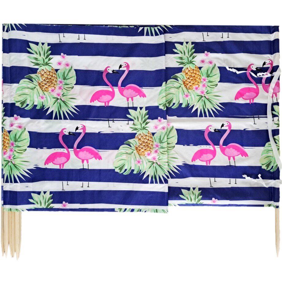 Parawan Plażowy Zasłona 12 M Na Plażę Składany Letni Flamingi W Paski
