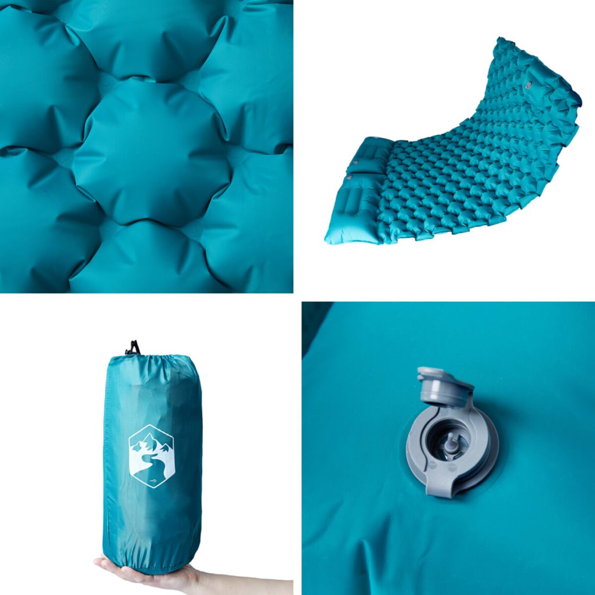 vidaXL Materac samopompujący z poduszkami, 2-osobowy, niebieski