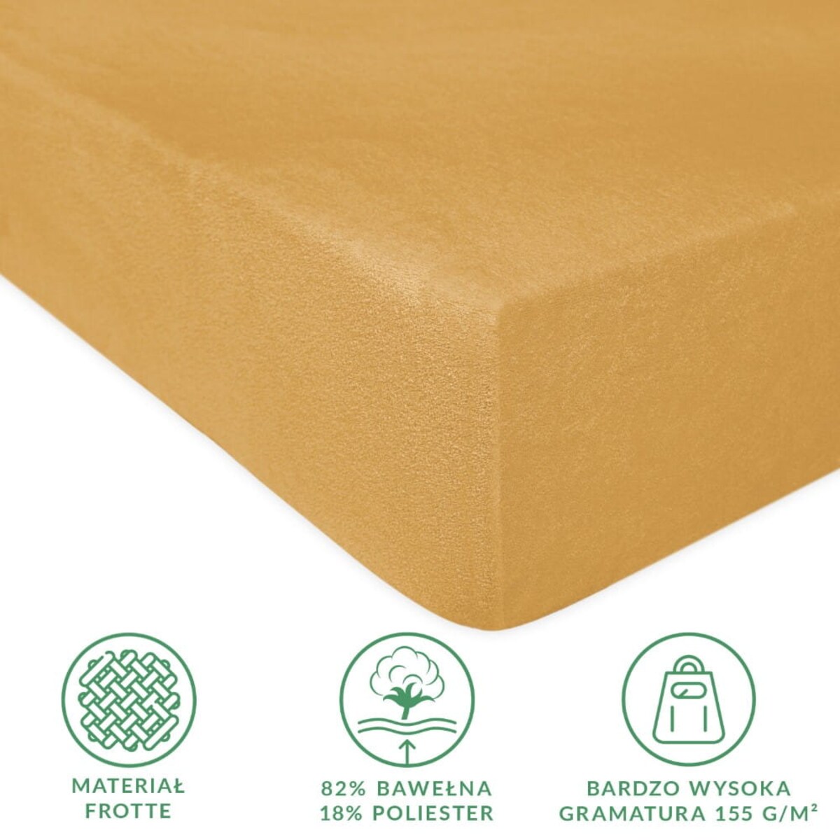 Prześcieradło frotte z gumką 200x220 kolor musztardowy