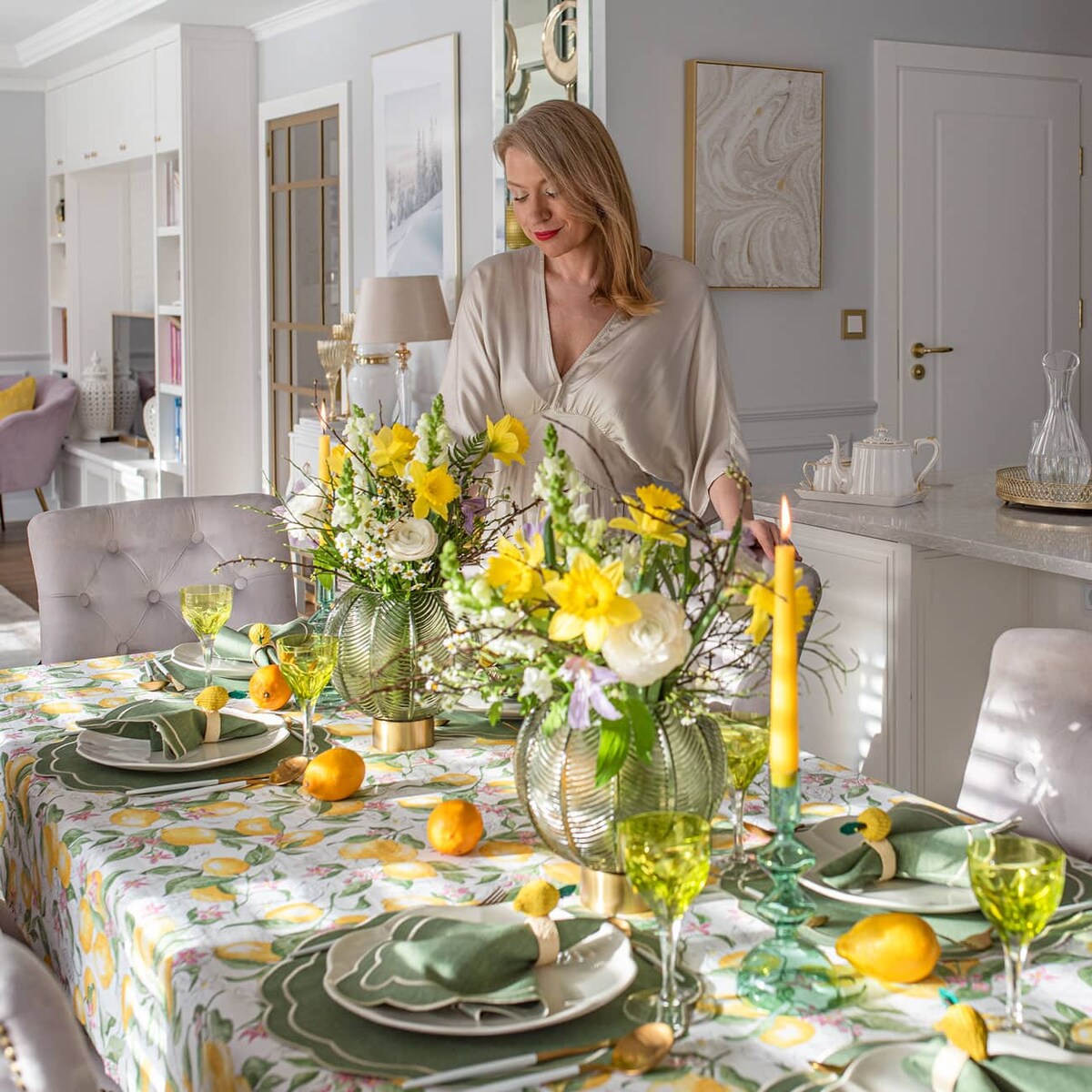 Dwustronny bieżnik w cytryny Lemonade & Stripes – 50 × 150 cm