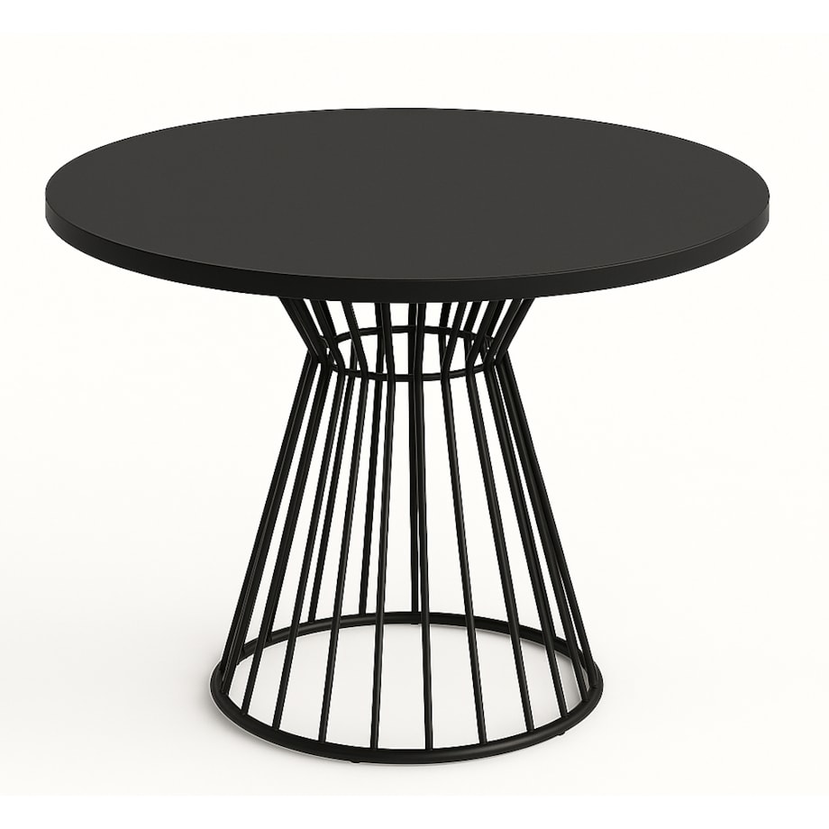 Okrągły stół Reo do salonu z metalową podstawą, blat 90 cm- czarny