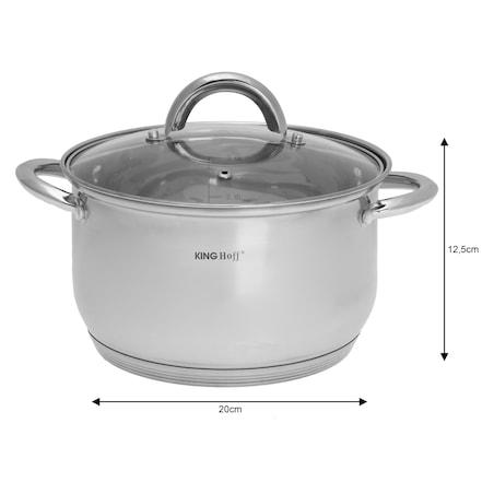 Zestaw garnków stalowych na indukcję 6 ele. 2.9/3.9/6.6L garnki KINGHOFF Silver