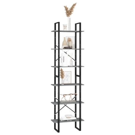 vidaXL Regał na książki, szary, 60x30x210 cm, lite drewno sosnowe