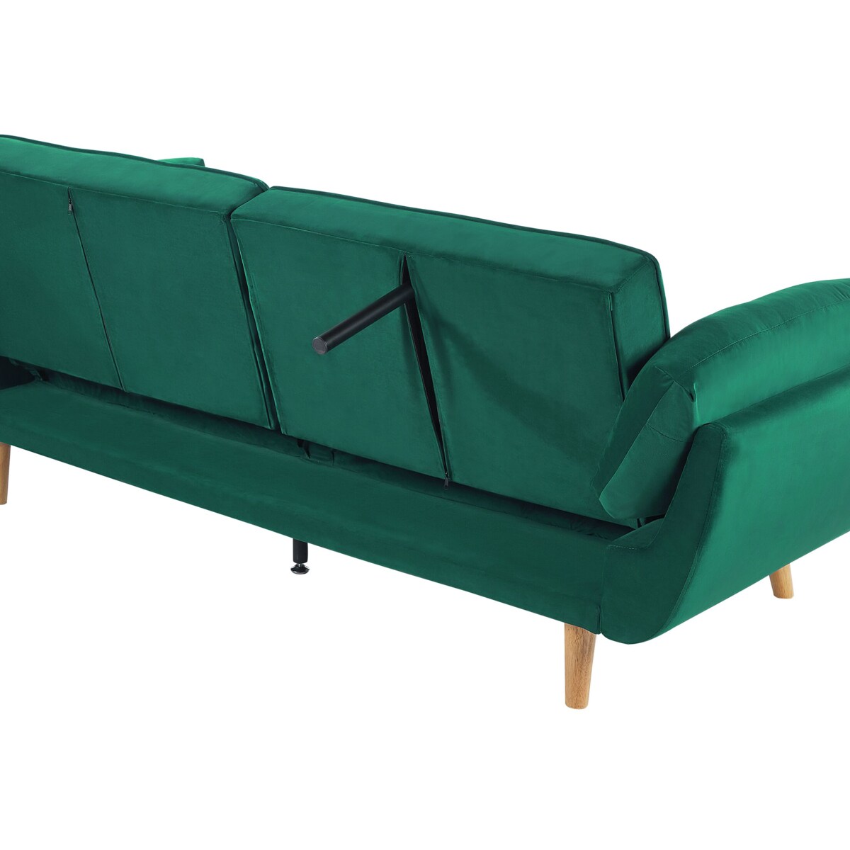 Sofa rozkładana welurowa zielona ASBY