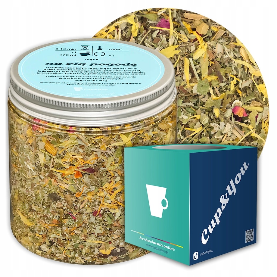 Herbata ziołowa NA ZŁĄ POGODĘ o smaku miodowo-anyżowym PREMIUM Cup&You - herbata liściasta sypana mieszanka napar susz - gotowa na prezent upominek