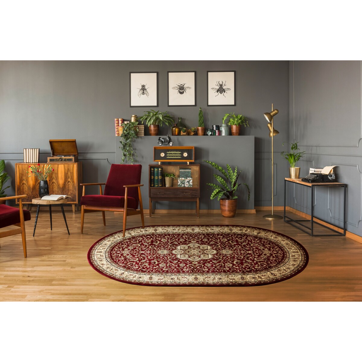 Dywan ROYAL ADR owal wzór 521 bordo 150x250 cm