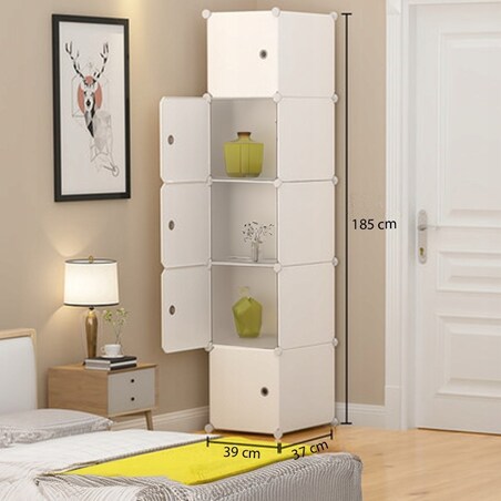Szafa modułowa 5 półek regał szafka słupek garderoba ubraniowa biała 185 cm