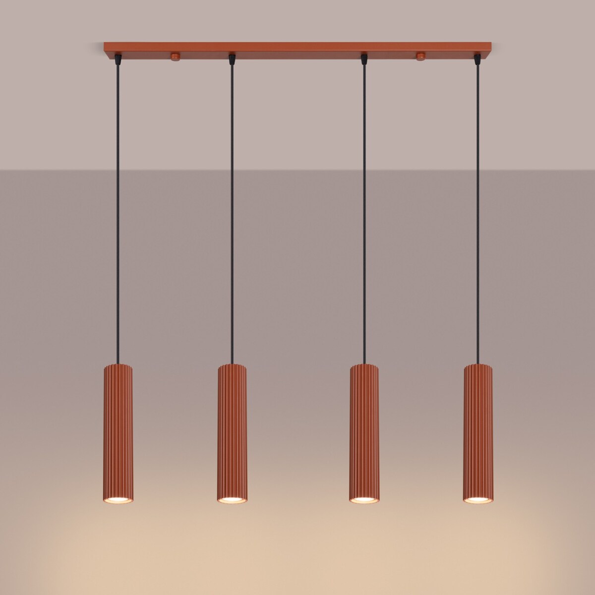 Lampa wisząca KARBON 4L ochra czerwona
