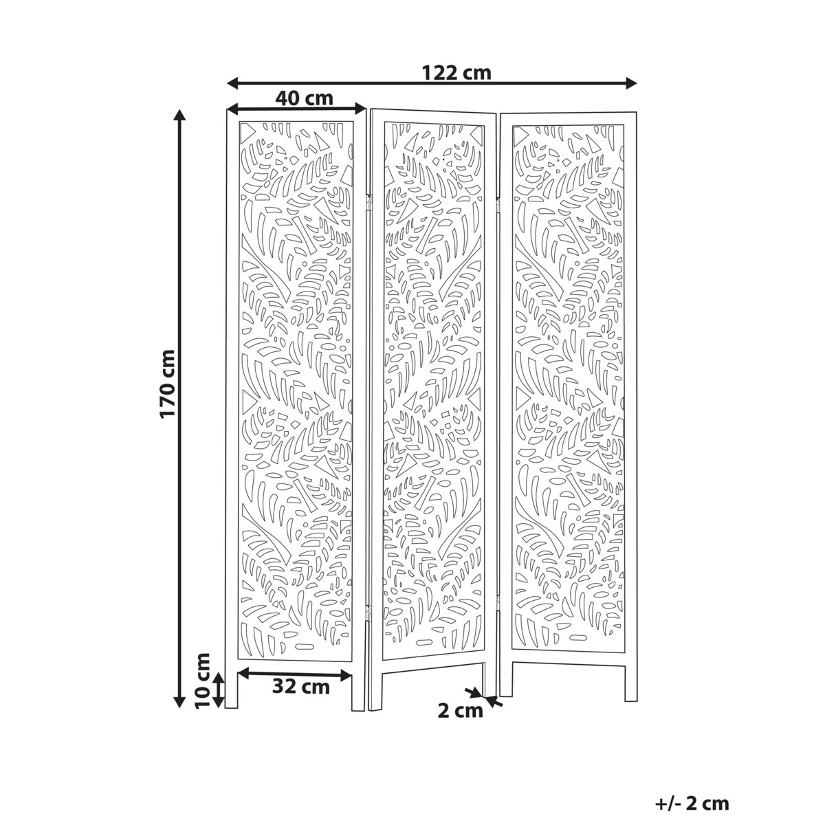 3-panelowy składany parawan pokojowy drewniany 170 x 122 cm biały MELAGO