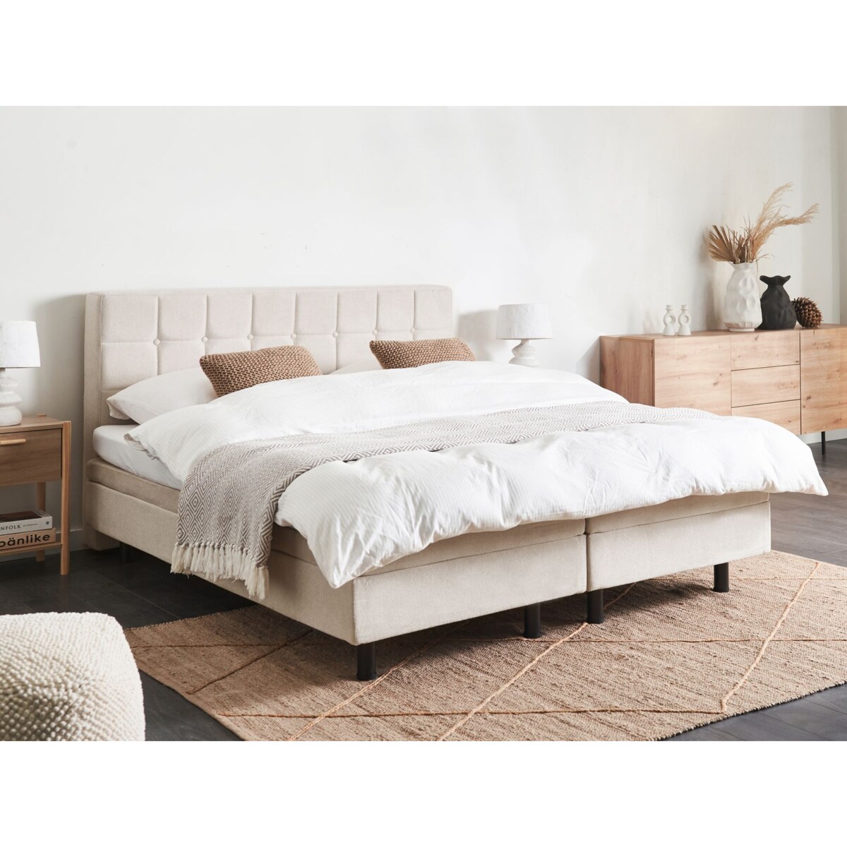 Łóżko regulowane DUKE 160 x 200 cm Jasnobeżowy