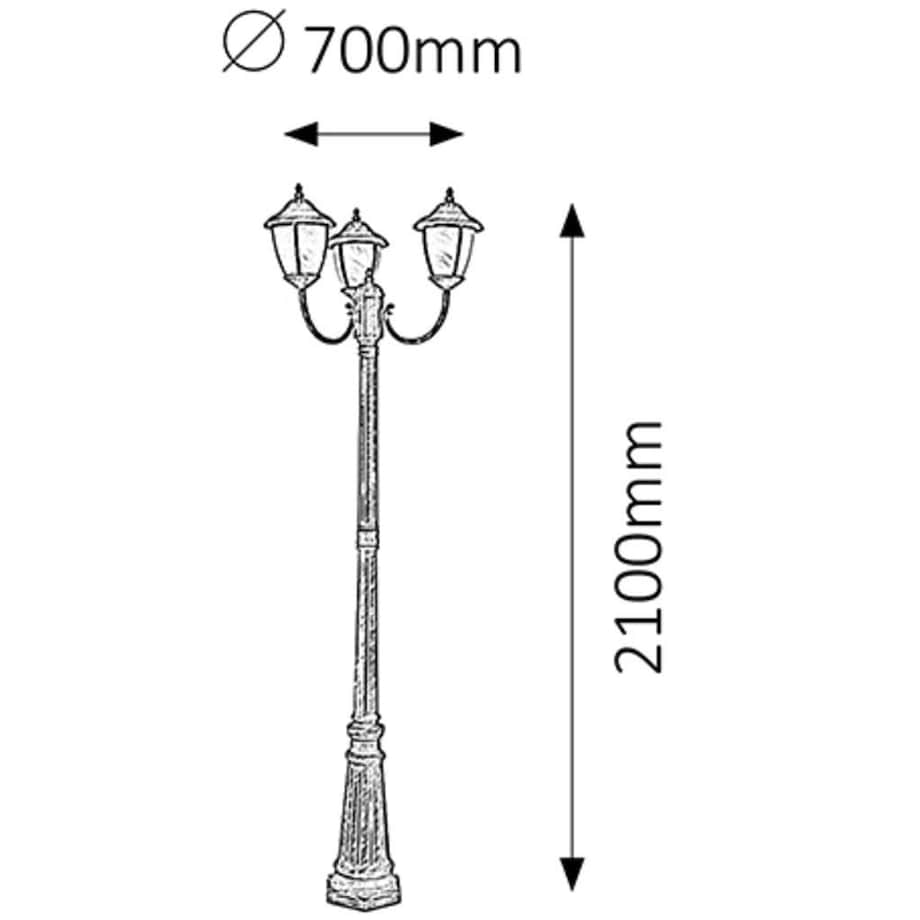 Ogrodowa LAMPA stojąca MADRID 8379 Rabalux metalowa OPRAWA latarnia industrialna IP43 czarna złoto antyczne