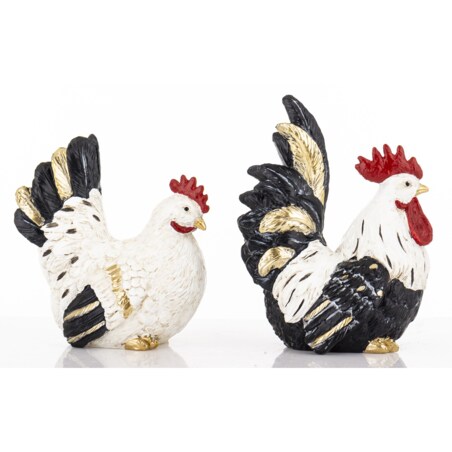Dekoracja - kolorowa KURA I KOGUT 17x8x13 i 14x7,5x13 cm PLOMFEE - 2