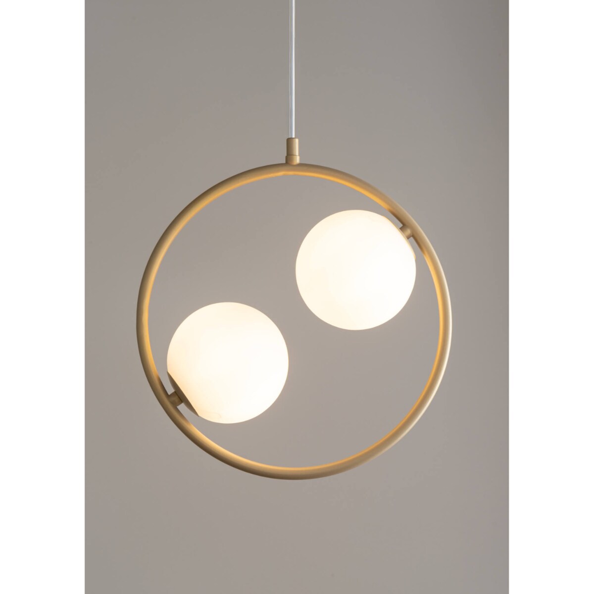 Sypialniana lampa wisząca Ring zwis nad łóżko biały złoty