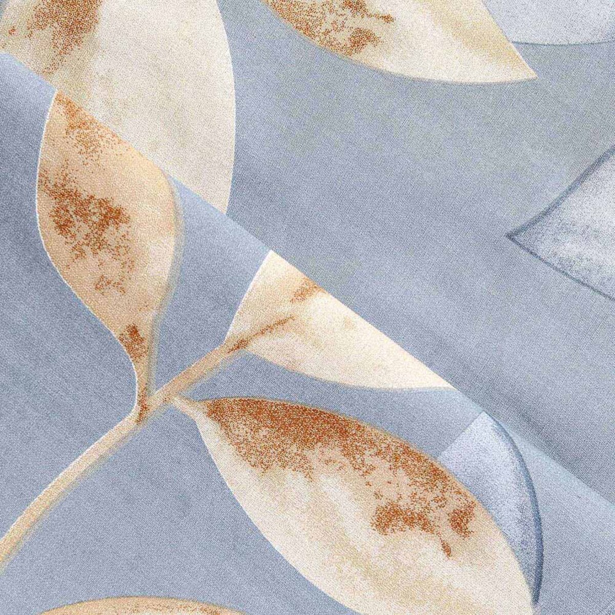 Pościel bawełniana 140x200 Sandleaf niebieska w beżowe liście, Cottonlove