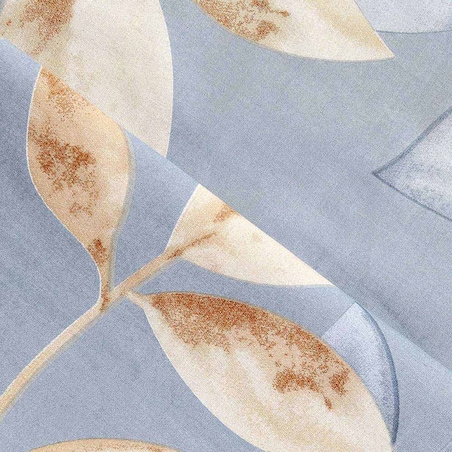 Pościel bawełniana 140x200 Sandleaf niebieska w beżowe liście, Cottonlove