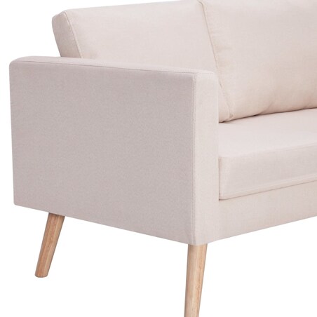 vidaXL Sofa 2-osobowa, materiałowa, kremowa