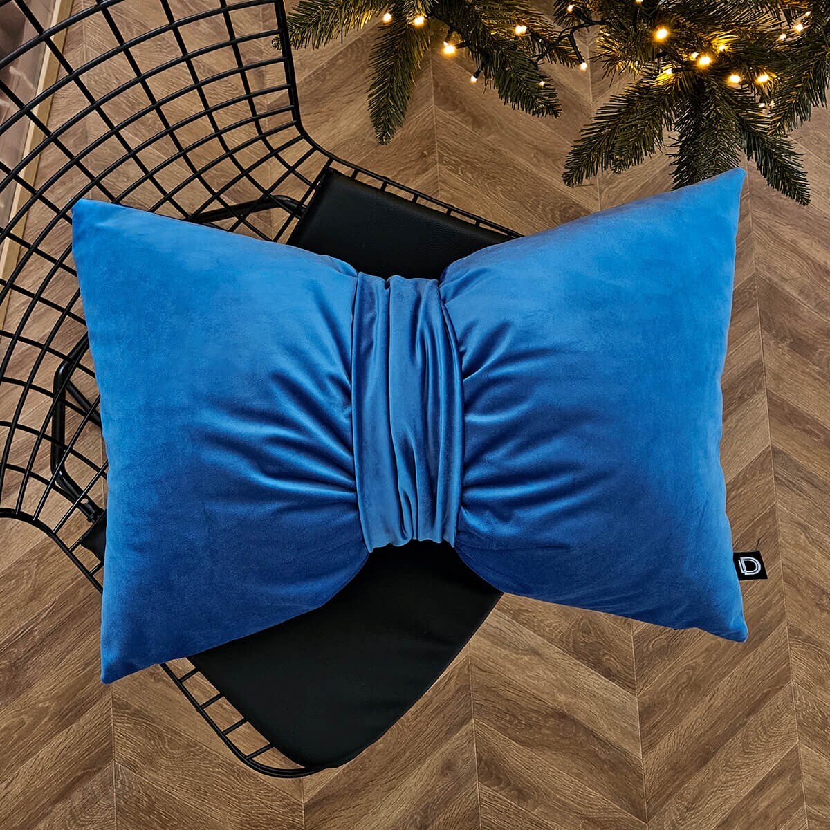 Poduszka XMAS wzór XM51 | Kokarda niebieska 40 x 60 cm