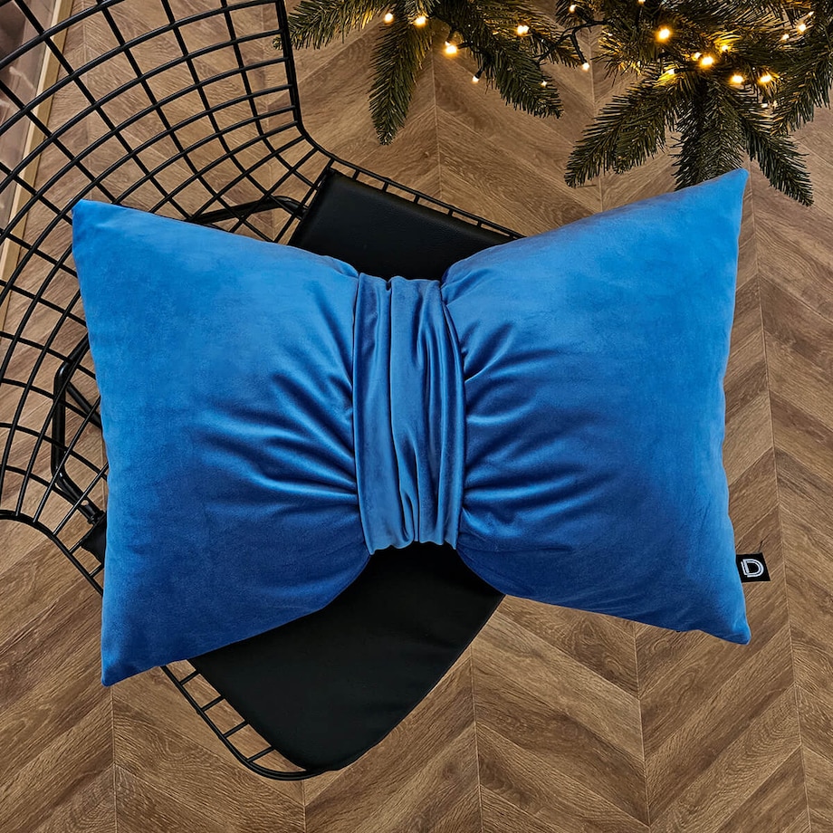 Poduszka XMAS wzór XM51 | Kokarda niebieska 40 x 60 cm