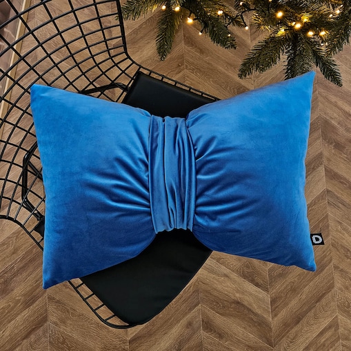 Poduszka XMAS wzór XM51 | Kokarda niebieska 40 x 60 cm