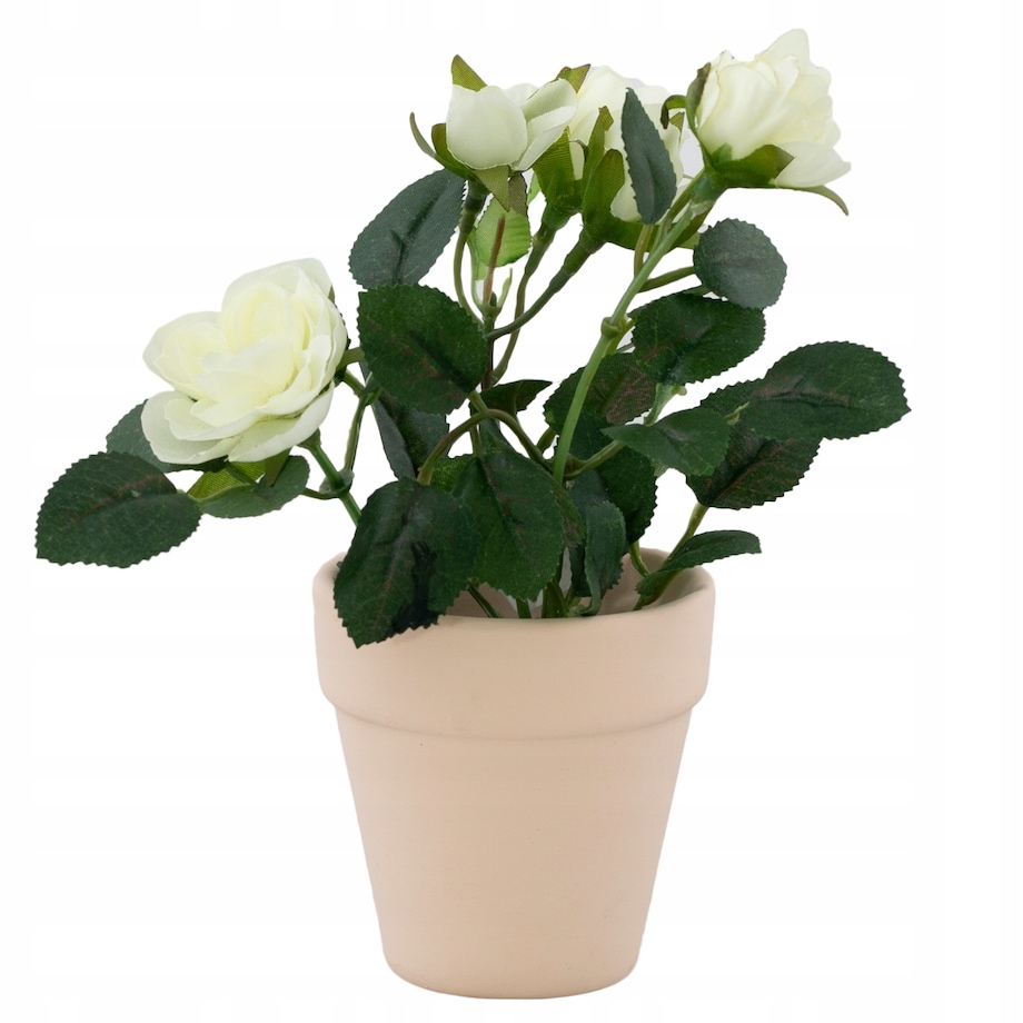 SZTUCZNE RÓŻE w ceramicznej doniczce BIAŁE
