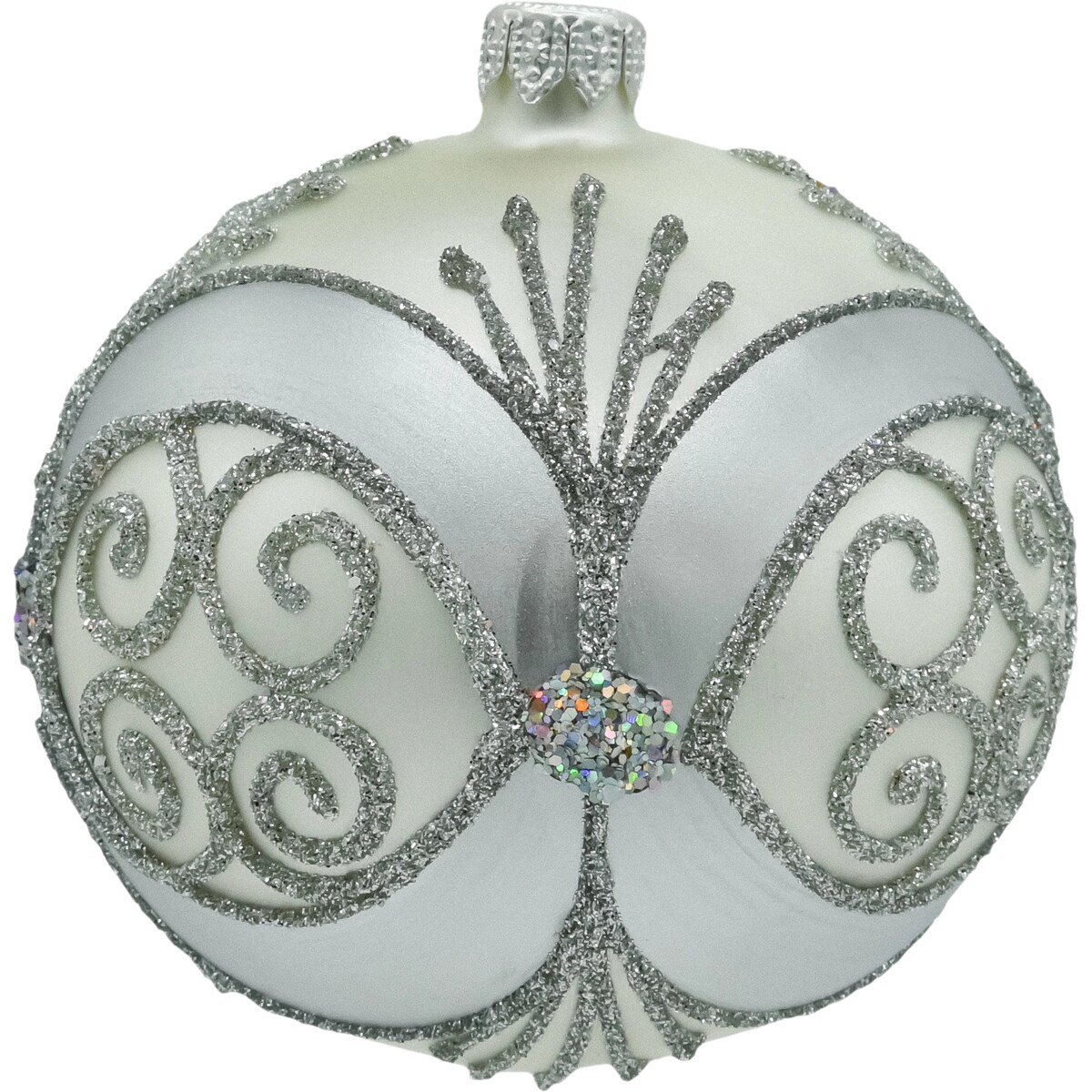 ZESTAW 6 szt.: Bombka choinkowa: Srebrna z ornamentem: 6 sztuk