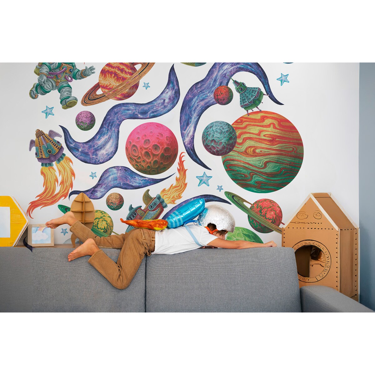 Zestaw naklejek na ścianę, Kolorowy kosmos, 80cm