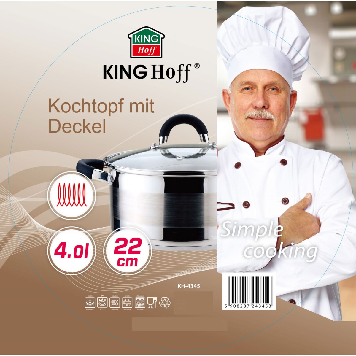 Garnek Z Pokrywą 22Cm Kinghoff Kh-4345 4L