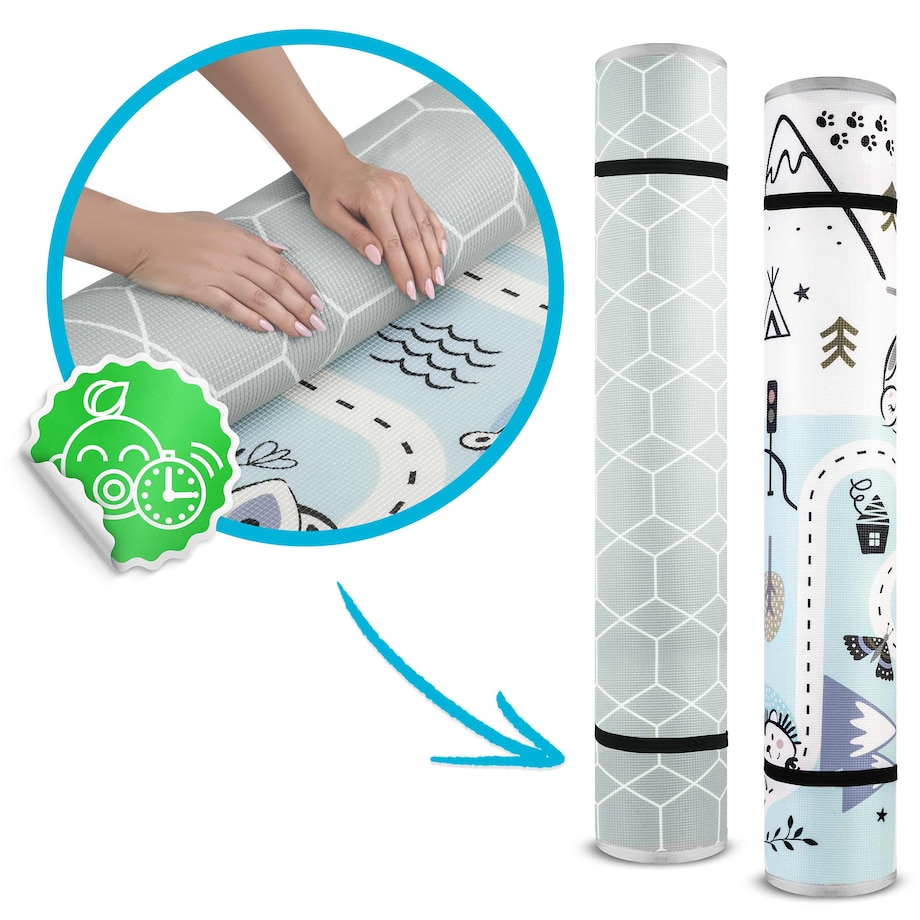 Mata piankowa edukacyjna dwustronna zwijana duża 180x150cm Nukido