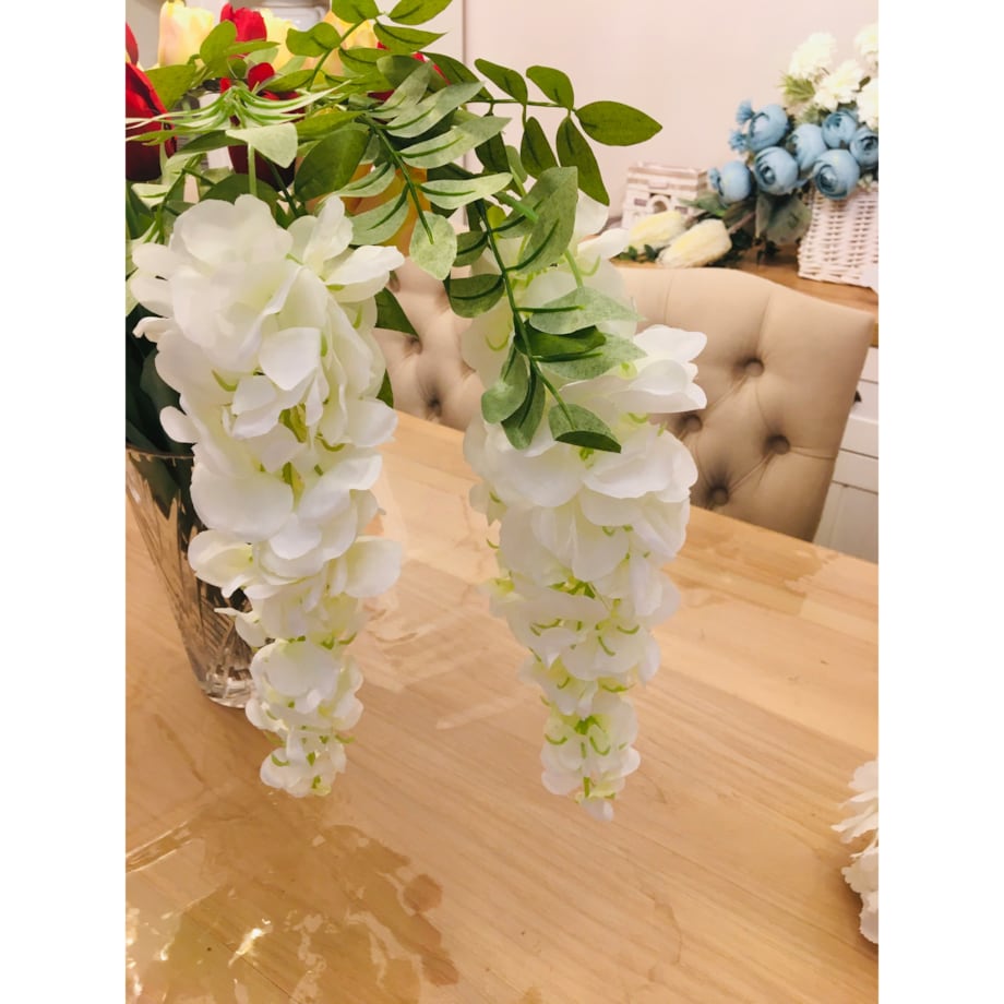 BIAŁA WISTERIA ZWISAJĄCA DUŻA XXL sztuczna kwiat na dekoracje ślub komunia