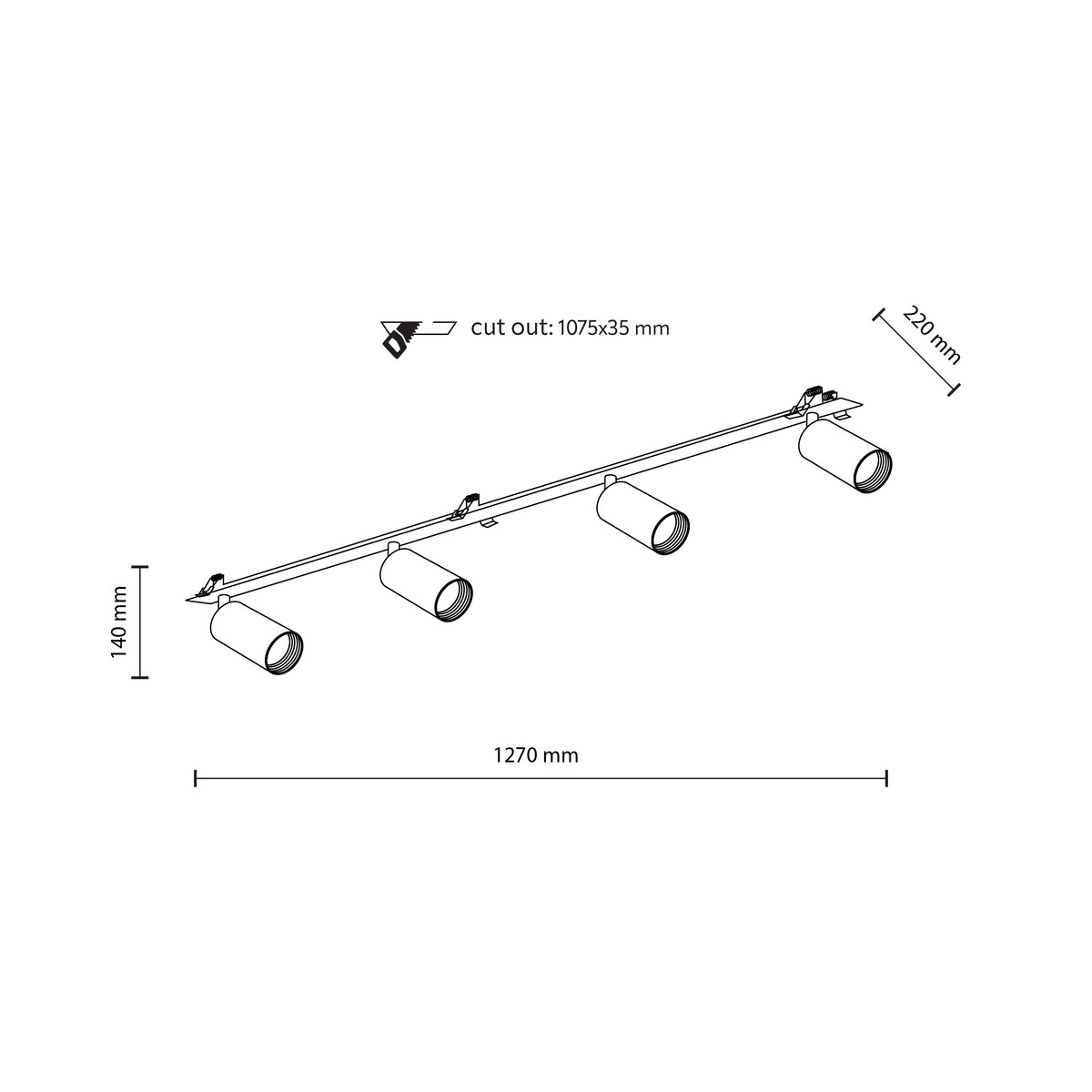 Lampa reflektor podtynkowy poczwórny TK Lighting AMIS WHITE 10813 GU10 biała złoty akcent ruchome spoty 230V