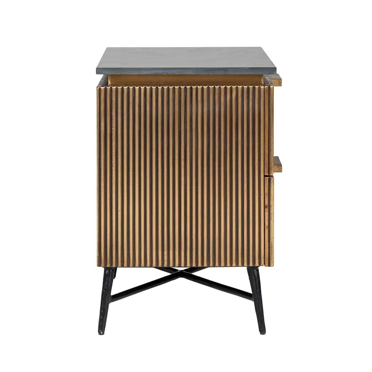 Szafka nocna IRONVILLE - marmur, metal, MDF