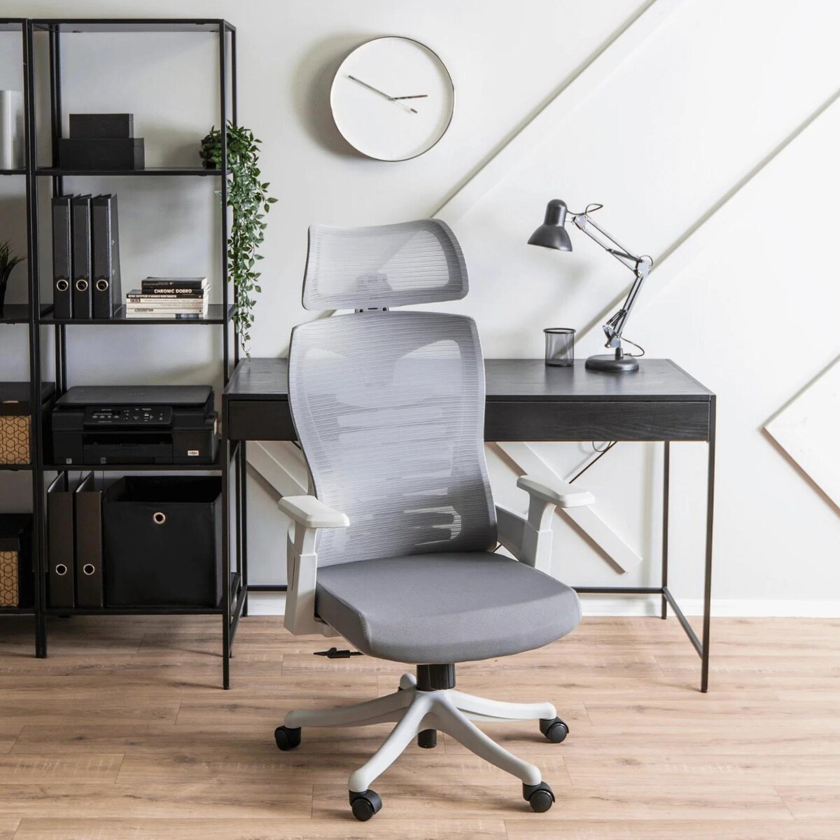 Biurowe Krzesło Obrotowe Ergonomiczne Fotel Tapicerowany Szary CARET 2
